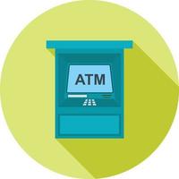 ATM Machine Flat Long Shadow Icon vector