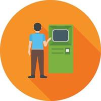 Ticket Machine Flat Long Shadow Icon vector