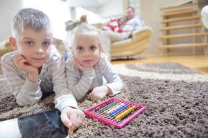 happy young family at home photo