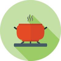 Cooking on Stove Flat Long Shadow Icon vector