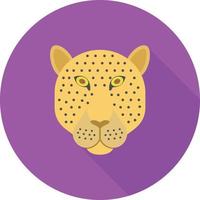 icono de sombra larga plana de cara de leopardo vector