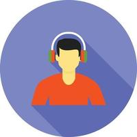 Listening to Music Flat Long Shadow Icon vector