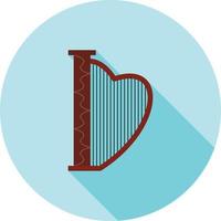 Harp Flat Long Shadow Icon vector