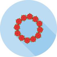 corona de rosas plana larga sombra icono vector