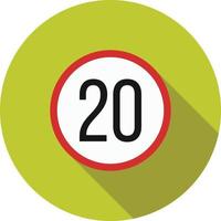 Speed limit 20 Flat Long Shadow Icon vector