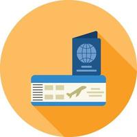 Ticket and Passport Flat Long Shadow Icon vector