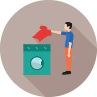 Man Doing Laundry Flat Long Shadow Icon vector