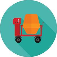 Cement Mixing Flat Long Shadow Icon vector