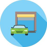 Car infront of Garage Flat Long Shadow Icon vector