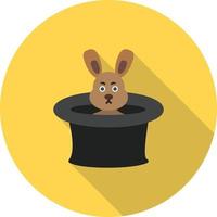 Conejo con sombrero icono de sombra larga plana vector
