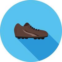 Icono de sombra larga plana de zapatos de fútbol vector