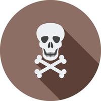 icono de sombra larga plana de signo de muerte vector