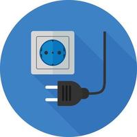 Plug and Socket Flat Long Shadow Icon vector