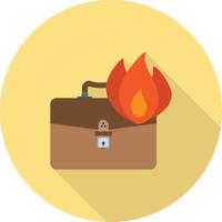 Briefcase on Fire Flat Long Shadow Icon vector