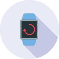 icono de sombra larga plana de sincronización de reloj vector