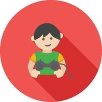Playing Video Game Flat Long Shadow Icon vector