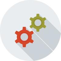 Cog Wheels Flat Long Shadow Icon vector