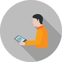 Reading on Smart Device Flat Long Shadow Icon vector