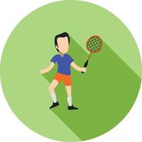 Icono de larga sombra plana de jugador de tenis vector