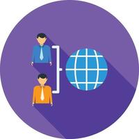 Globally Connected User Flat Long Shadow Icon vector