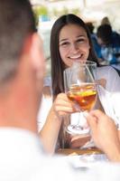 couple having lanch at beautiful restaurant photo