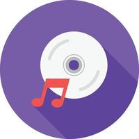 icono de sombra larga plana de cd de música vector