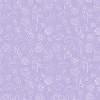 Hand drawn seamless pattern doodle spring. Vector background, wallpaper, backdrop