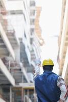 hard worker on construction site photo