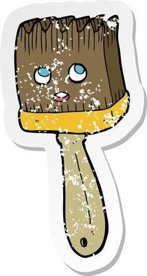 retro distressed sticker of a cartoon brush