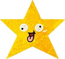 retro illustration style cartoon gold star vector