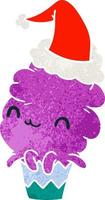 christmas retro cartoon of kawaii muffin vector