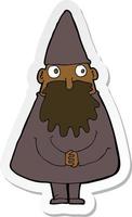 sticker of a cartoon wizard vector