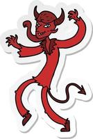 sticker of a cartoon dancing devil vector