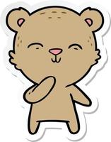 sticker of a happy cartoon bear vector