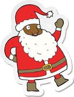 sticker of a funny waving santa claus cartoon vector