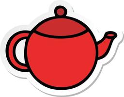 sticker of a cute cartoon red tea pot vector