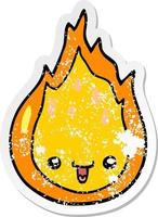 distressed sticker of a cartoon flame vector