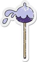 distressed sticker of a quirky hand drawn cartoon lolipop vector