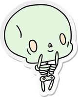 sticker cartoon kawaii cute dead skeleton vector