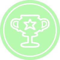 trophy cup circular icon vector