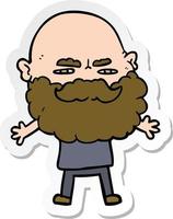 sticker of a cartoon man with beard frowning vector