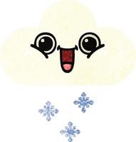 retro illustration style cartoon snow cloud vector