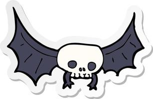 sticker of a cartoon spooky skull bat vector