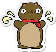 sticker of a cartoon happy teddy bear vector