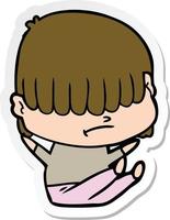 sticker of a cartoon boy with untidy hair vector