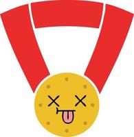 flat color retro cartoon gold medal vector