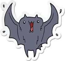 sticker of a cartoon happy vampire bat vector