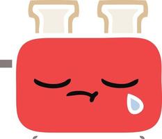flat color retro cartoon of a toaster vector
