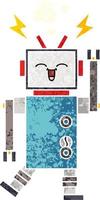 retro illustration style cartoon robot vector