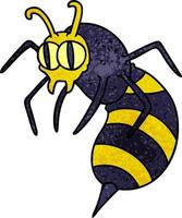 quirky hand drawn cartoon wasp vector